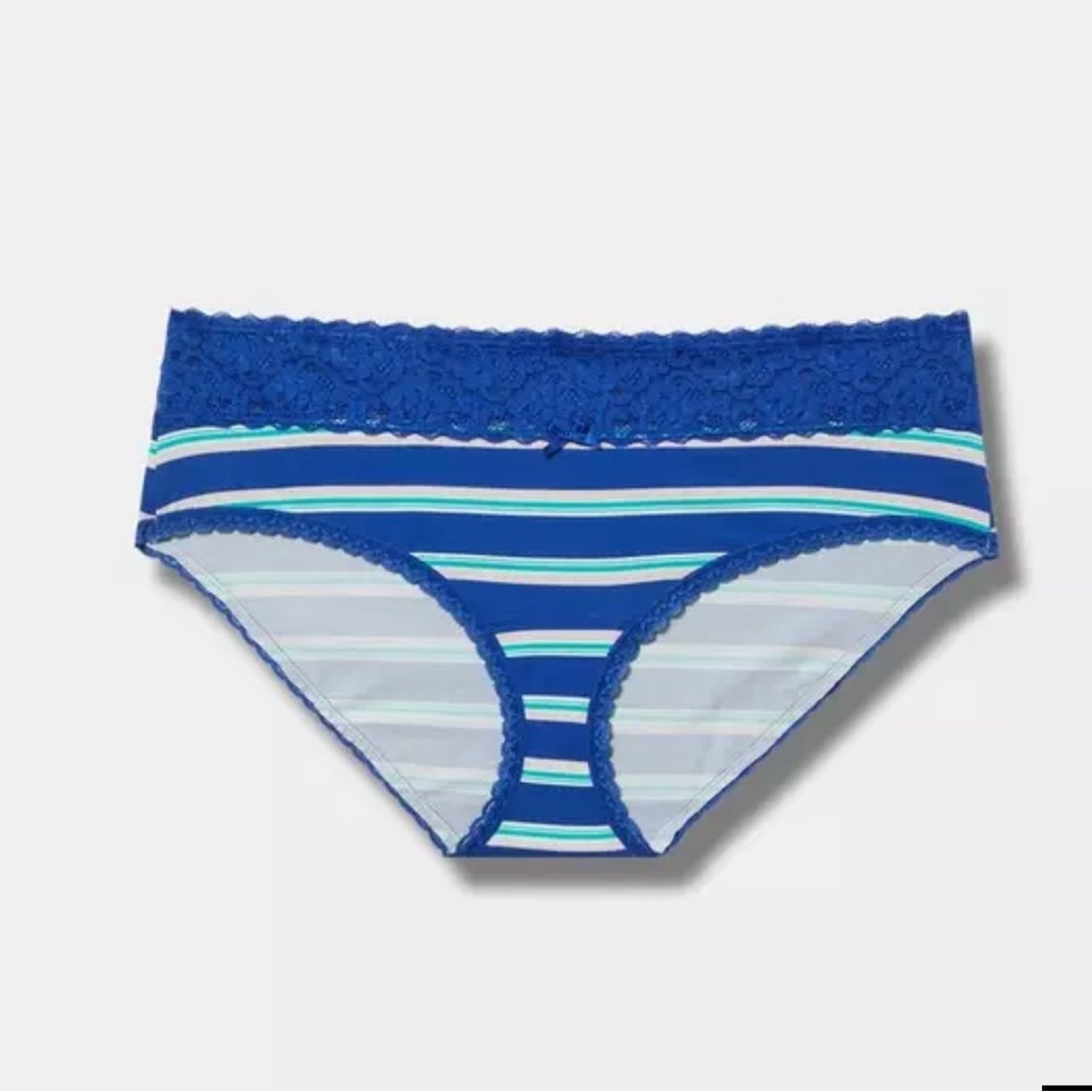 TORRID BLUE STRIPE HIPSTER LACE TRIM PANTIES SIZE 2X NWT